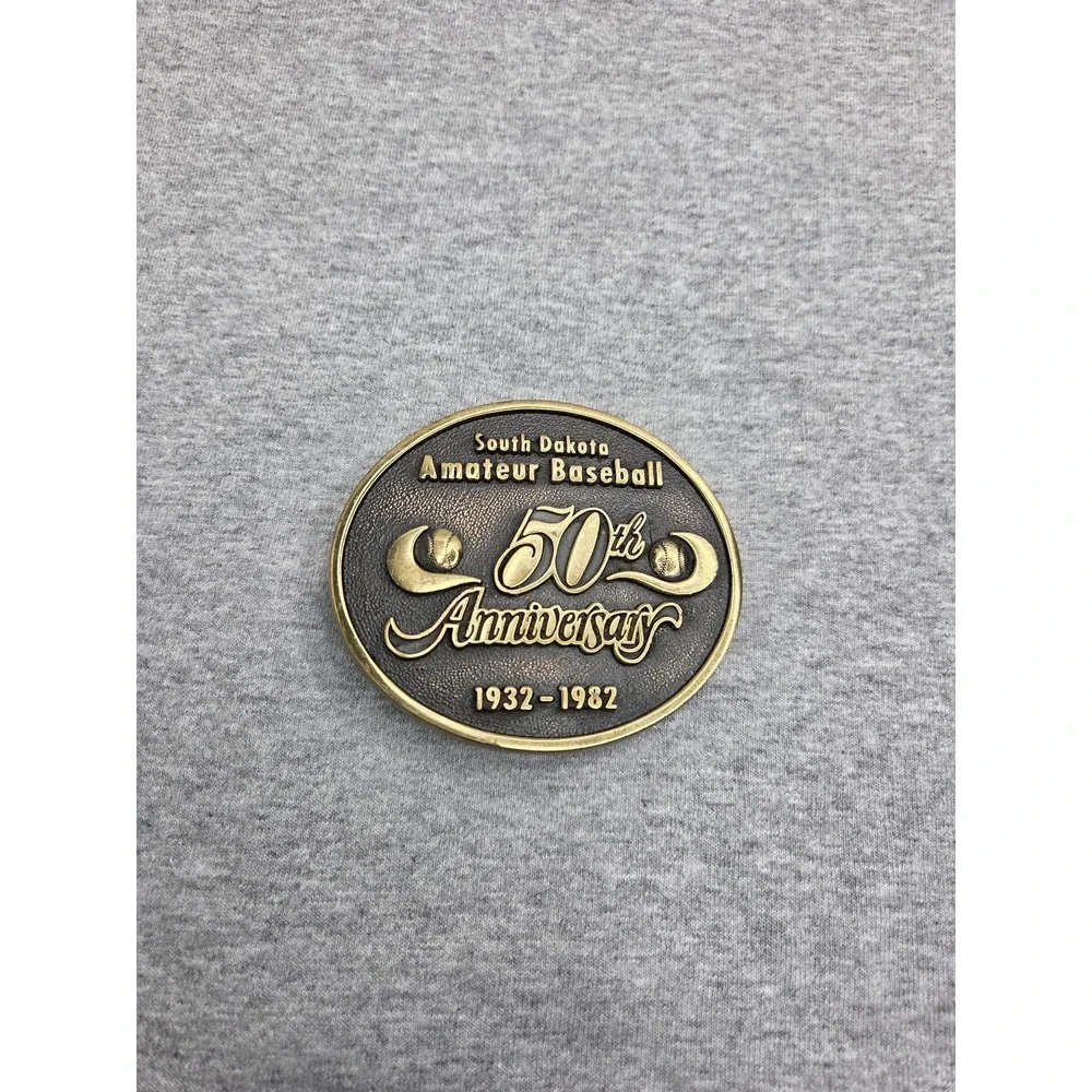 South Dakota Amateur Baseball League 50th Anniversary Solid Brass Belt Buckle